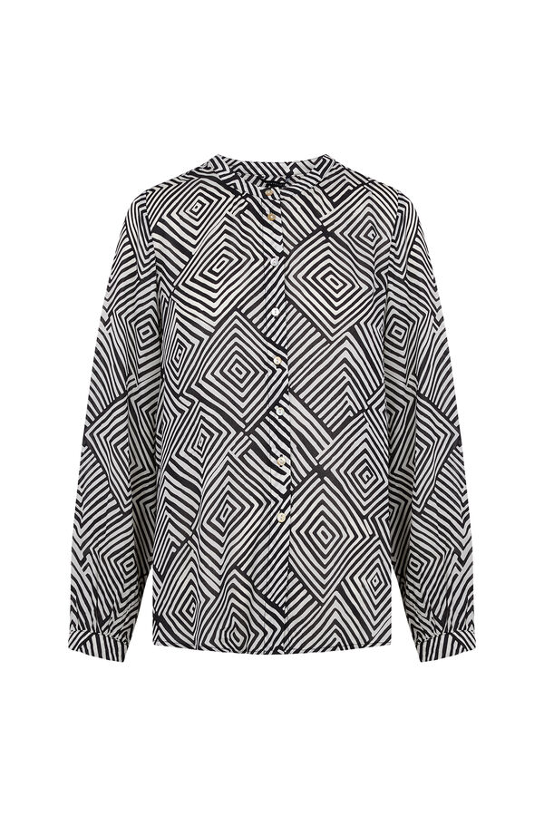 Cortefiel Blusa cuello redondo Estampado blanco