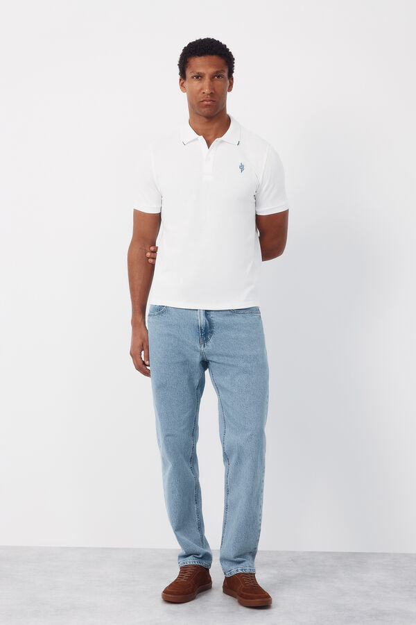 Cortefiel Embroidered polo shirt White