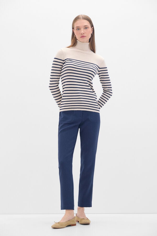 Cortefiel Two-tone striped jumper Ivory