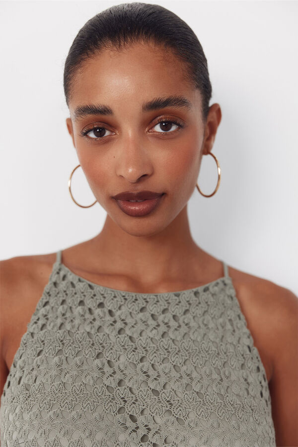 Cortefiel Vestido halter estruturado Verde