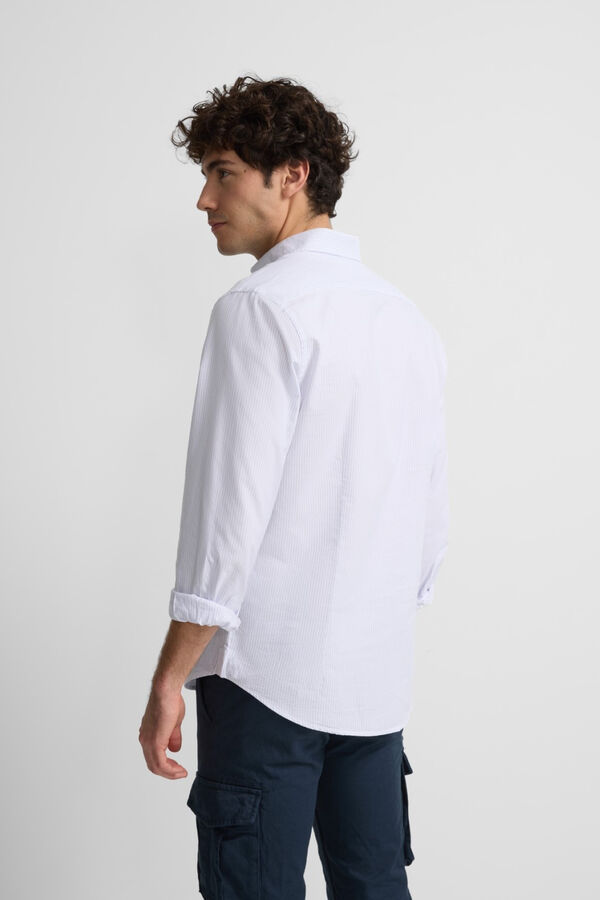 Silbon Camisa esportiva riscas Oxford Cinzento