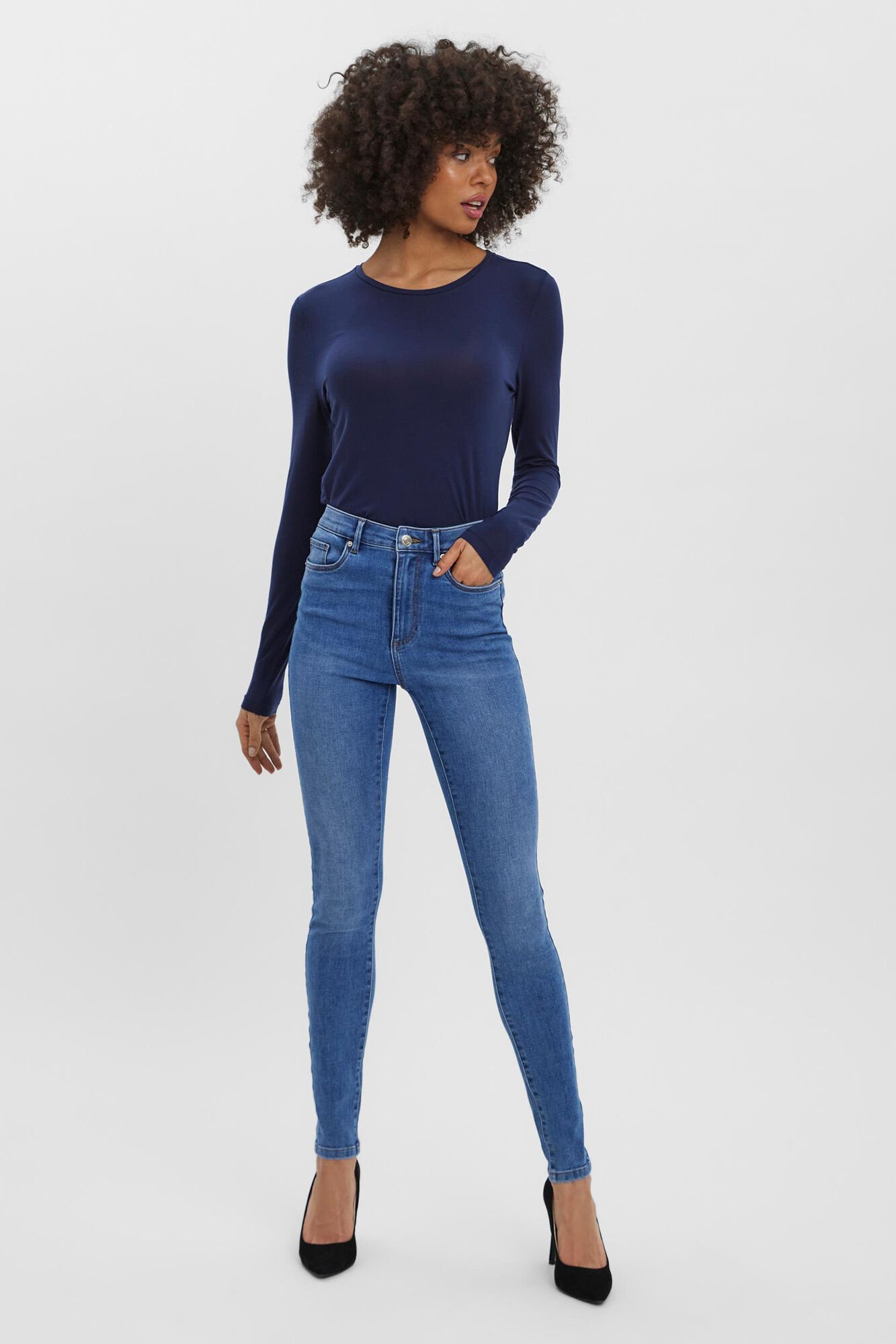Vaquero skinny de mujer con cintura alta Pantalones vaqueros de mujer Cortefiel