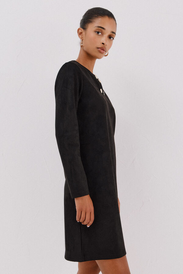 Cortefiel Vestido de camurça Preto