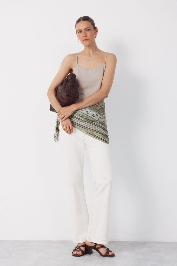 Cortefiel Basic straps top Beige