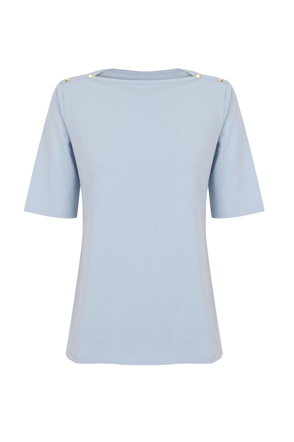 Cortefiel Essential boat neck T-shirt Blue