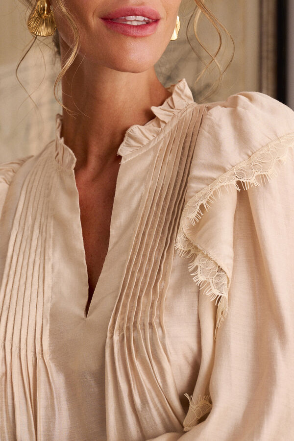 Polín Et Moi Blusa de renda Anne Tostado
