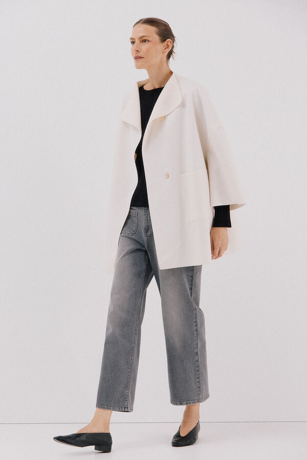 Cortefiel Cape coat with light fabric Ivory