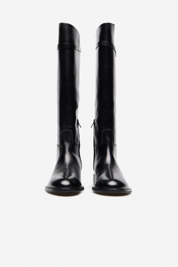 Cortefiel leather riding boot Black