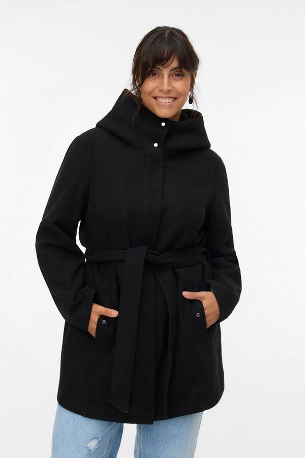 Vero Moda Curve Sobretudo de fazenda Preto