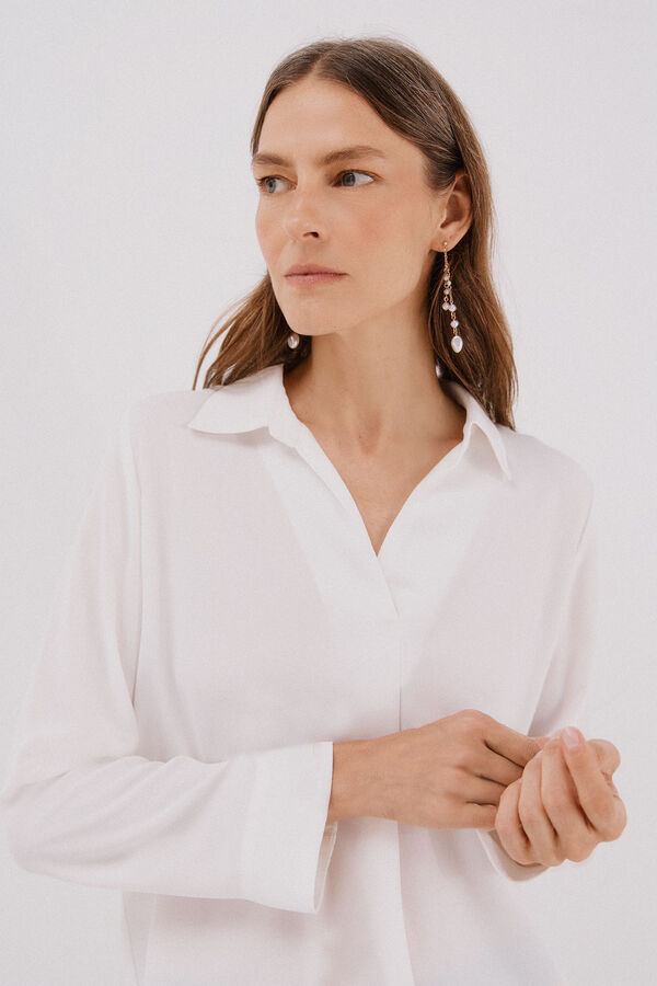 Cortefiel Pleated shirt White