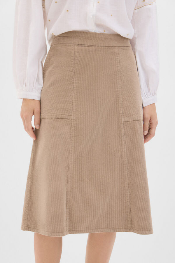 Cortefiel Falda capa pana Beige