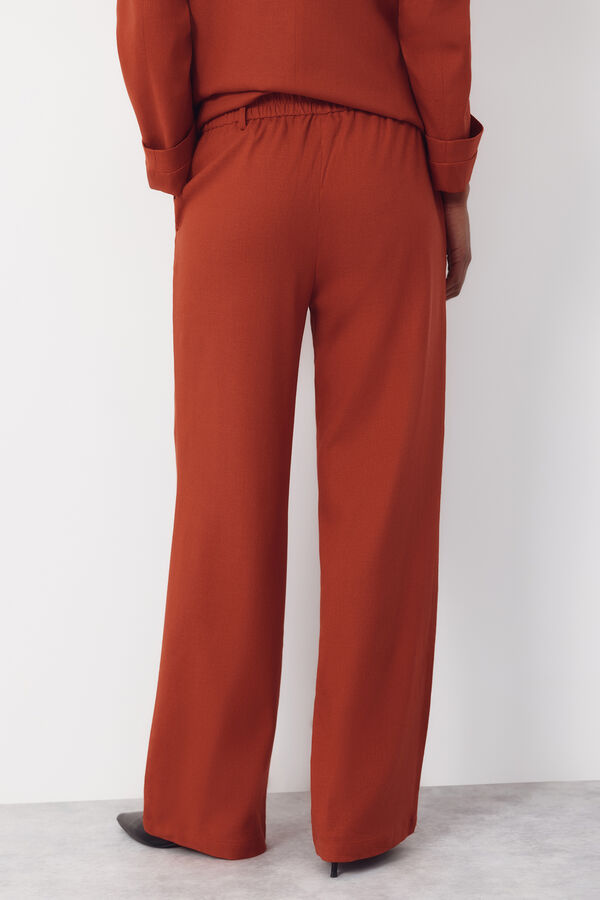 Cortefiel Wide-leg trousers with linen Orange
