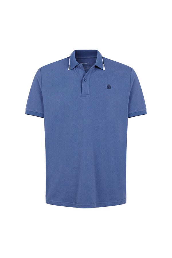 Cortefiel Polo shirt with tips Blue