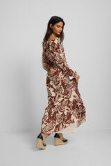 Silbon Vestido decote caicai estampado Castanho