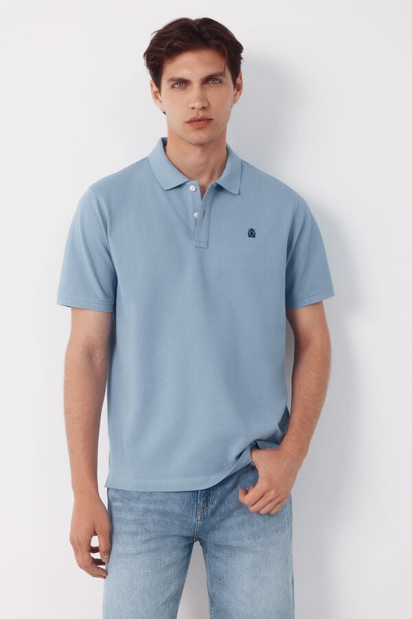 Cortefiel Piqu&eacute; basic polo shirt Blue