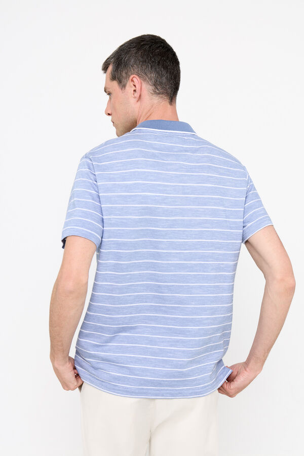 Cortefiel Striped Oxford polo shirt Blue