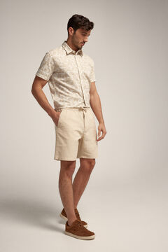 Cortefiel Comfort linen Bermuda shorts Tobaco