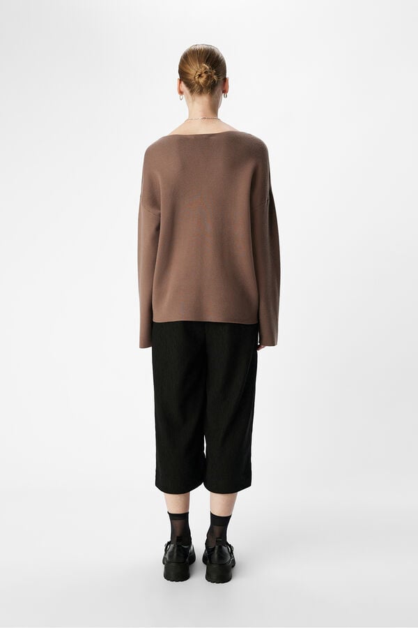 Object Camisola básico com gola em V Cinzento