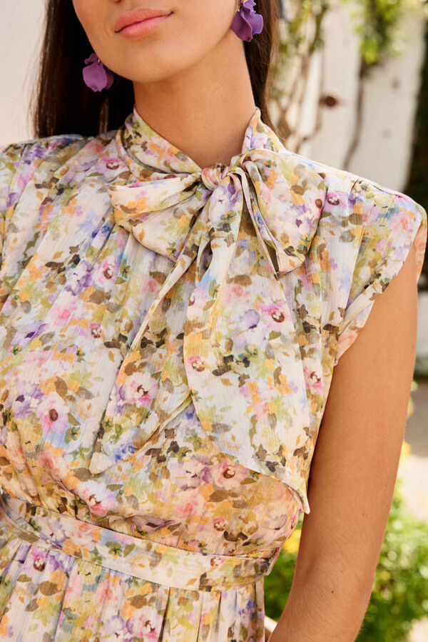 Cortefiel Vestido comprido com estampado floral Multicolorido