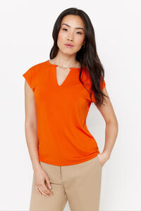 Cortefiel Kersey-knit top with chain detail Orange