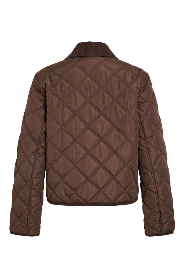 Vila Sobretudo acolchoado acolchoado com gola de veludo cotel&ecirc; Castanho