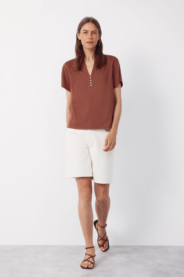 Cortefiel T-shirt fins Brown