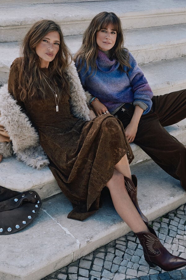 Slowlove Vestido encaje vuelo Camel