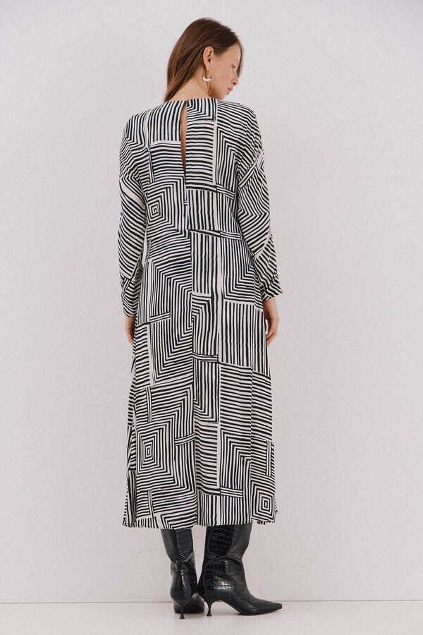 Cortefiel Printed midi dress Printed white