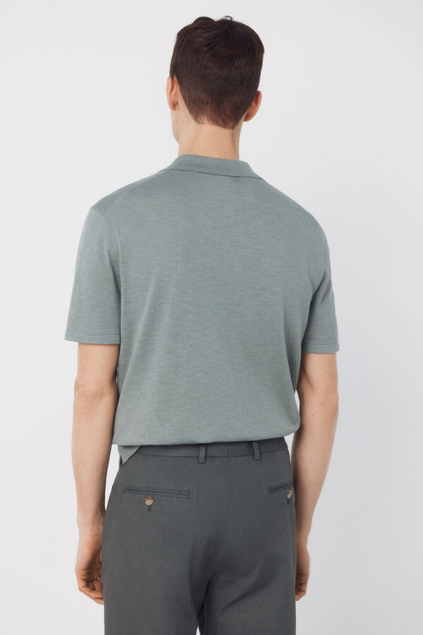 Cortefiel Cotton short sleeve polo shirt Kaki