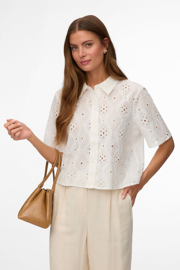 Vero Moda Camisa cropped com bordados Branco