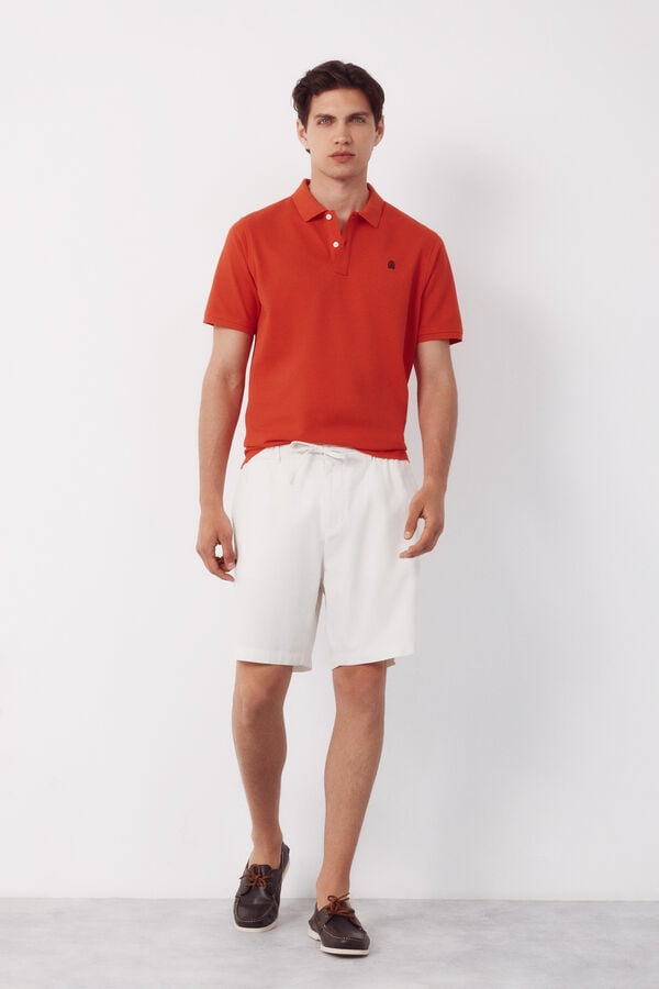 Cortefiel Piqu&eacute; basic polo shirt Coral