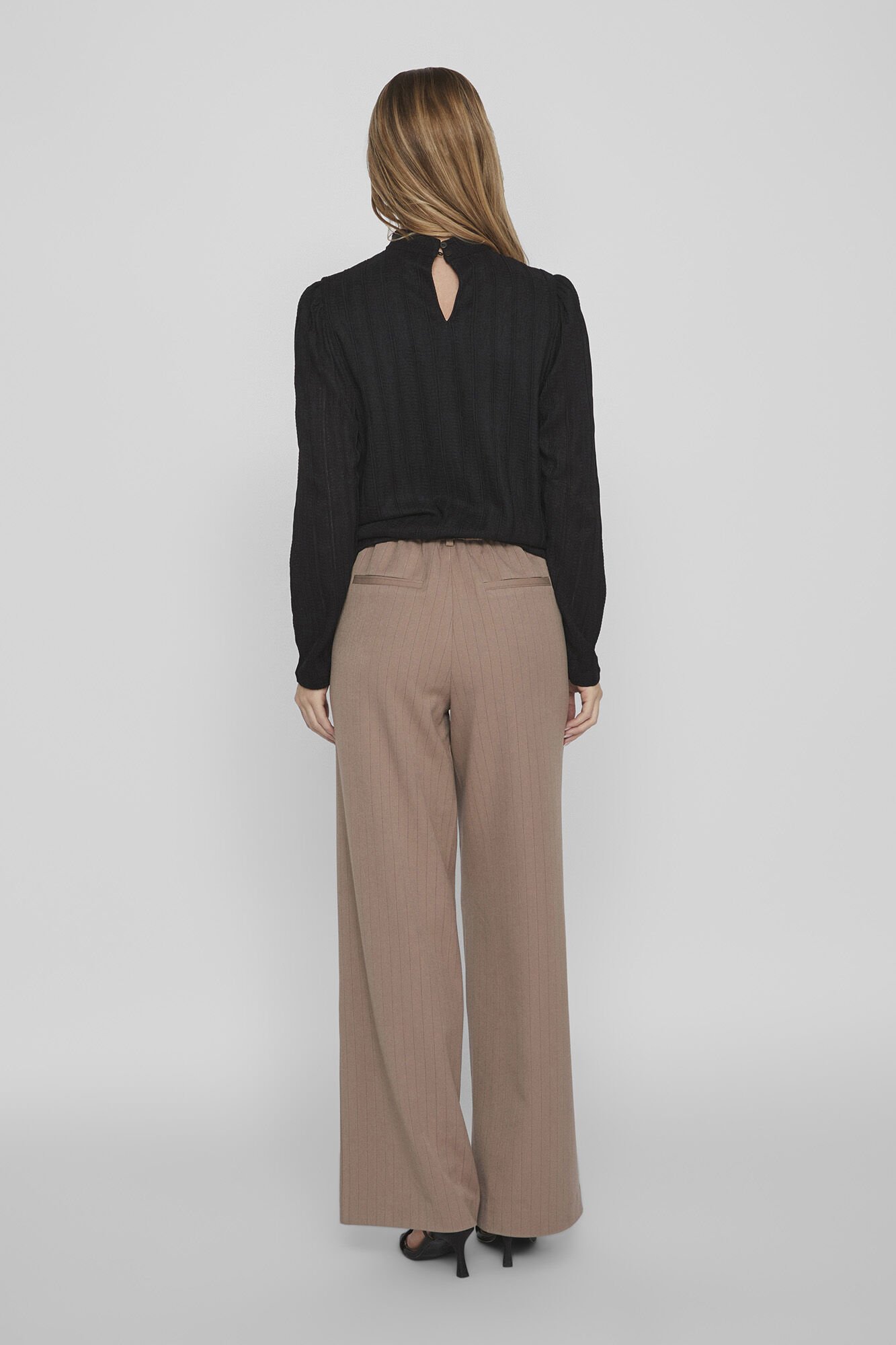 Pantalon largo de tiro alto Pantalones de mujer Cortefiel