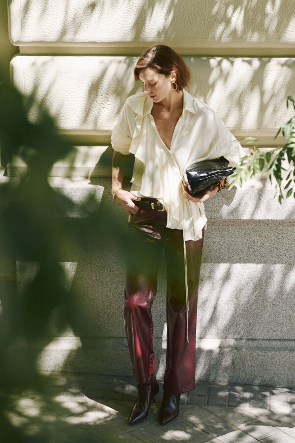 Cortefiel long sleeve ruffle shirt White