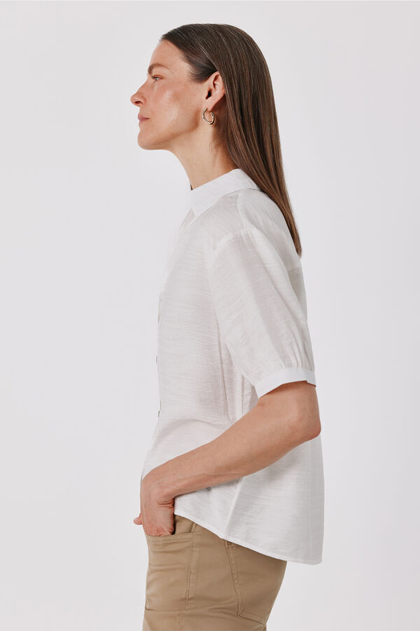 Cortefiel Short sleeve shirt Ivory