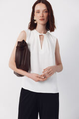 Cortefiel Cropped teardrop top White