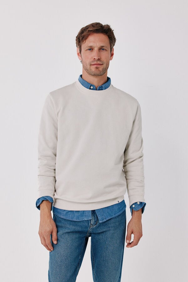 Cortefiel Sweatshirt gola caixa Ecru