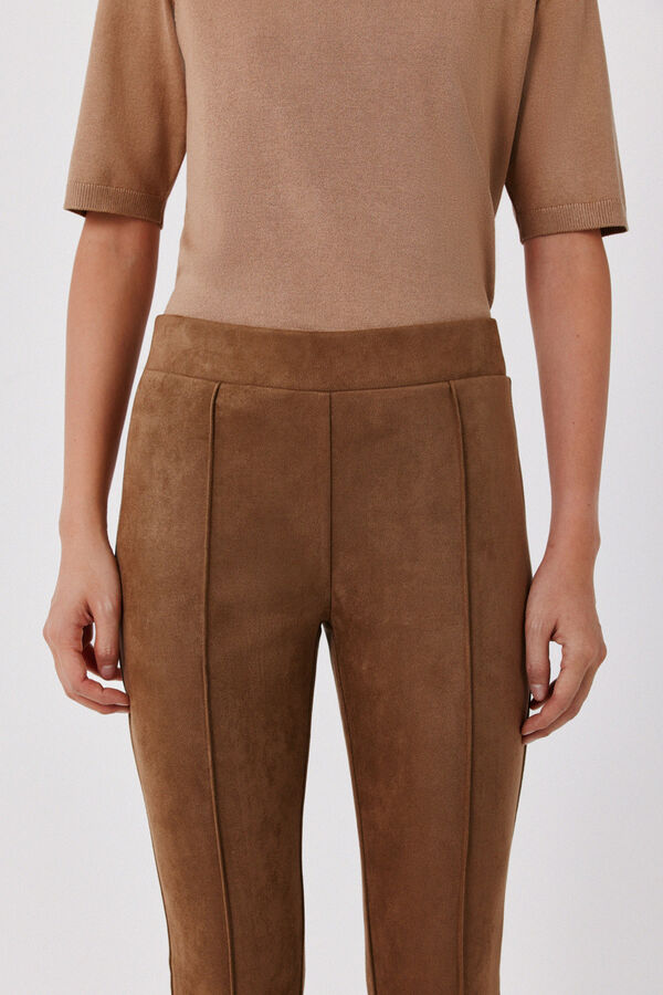 Cortefiel Faux suede women's leggings Beige