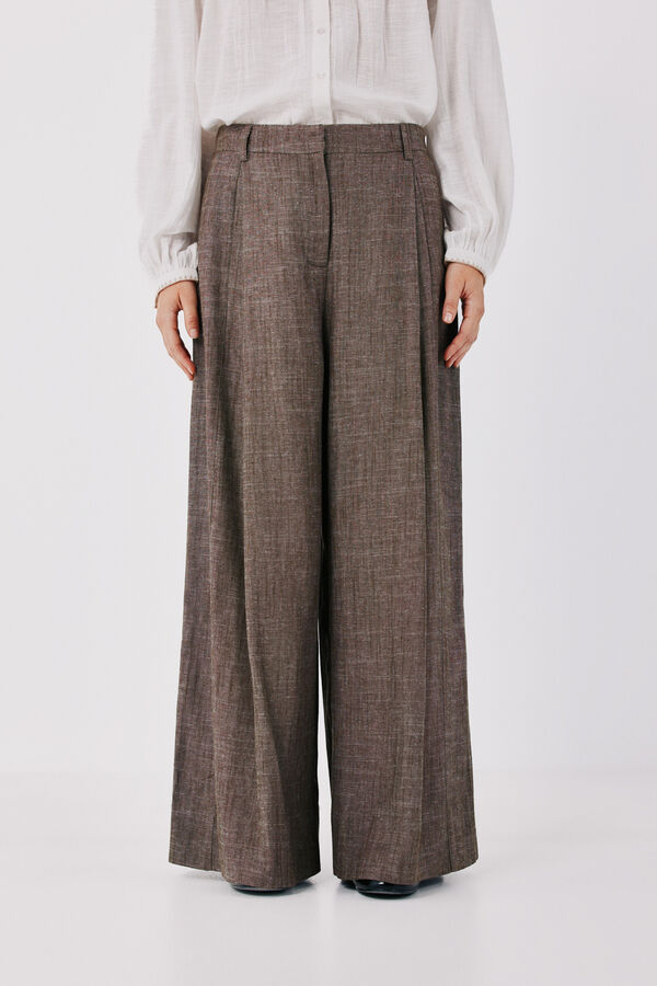 Cortefiel Wide leg trousers Dark brown