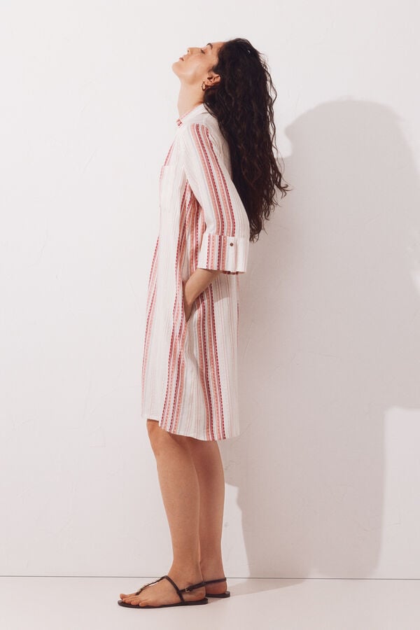 Cortefiel Lurex shirt kaftan Pink