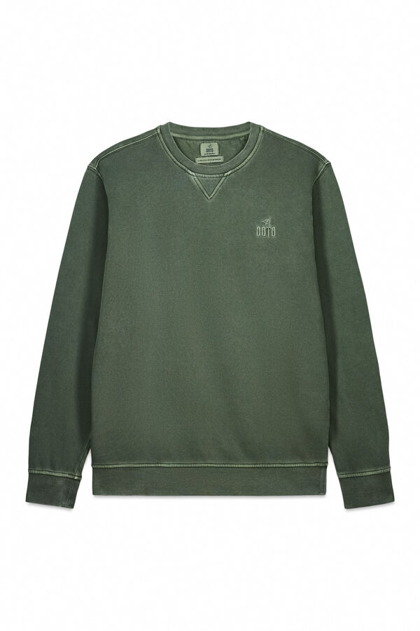 OOTO Sweatshirt b&aacute;sica lavada gola redonda Verde