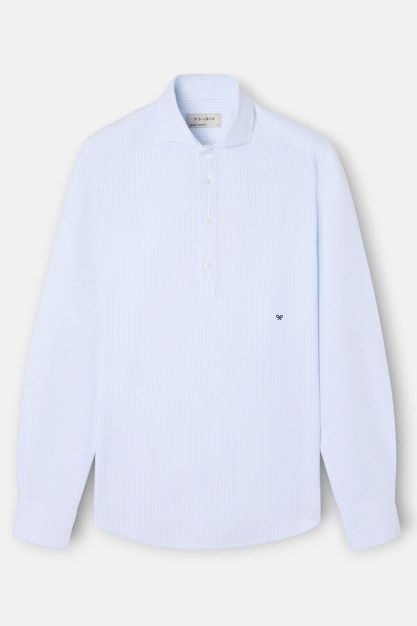 Silbon Camisa Oxford casual com riscas Azul
