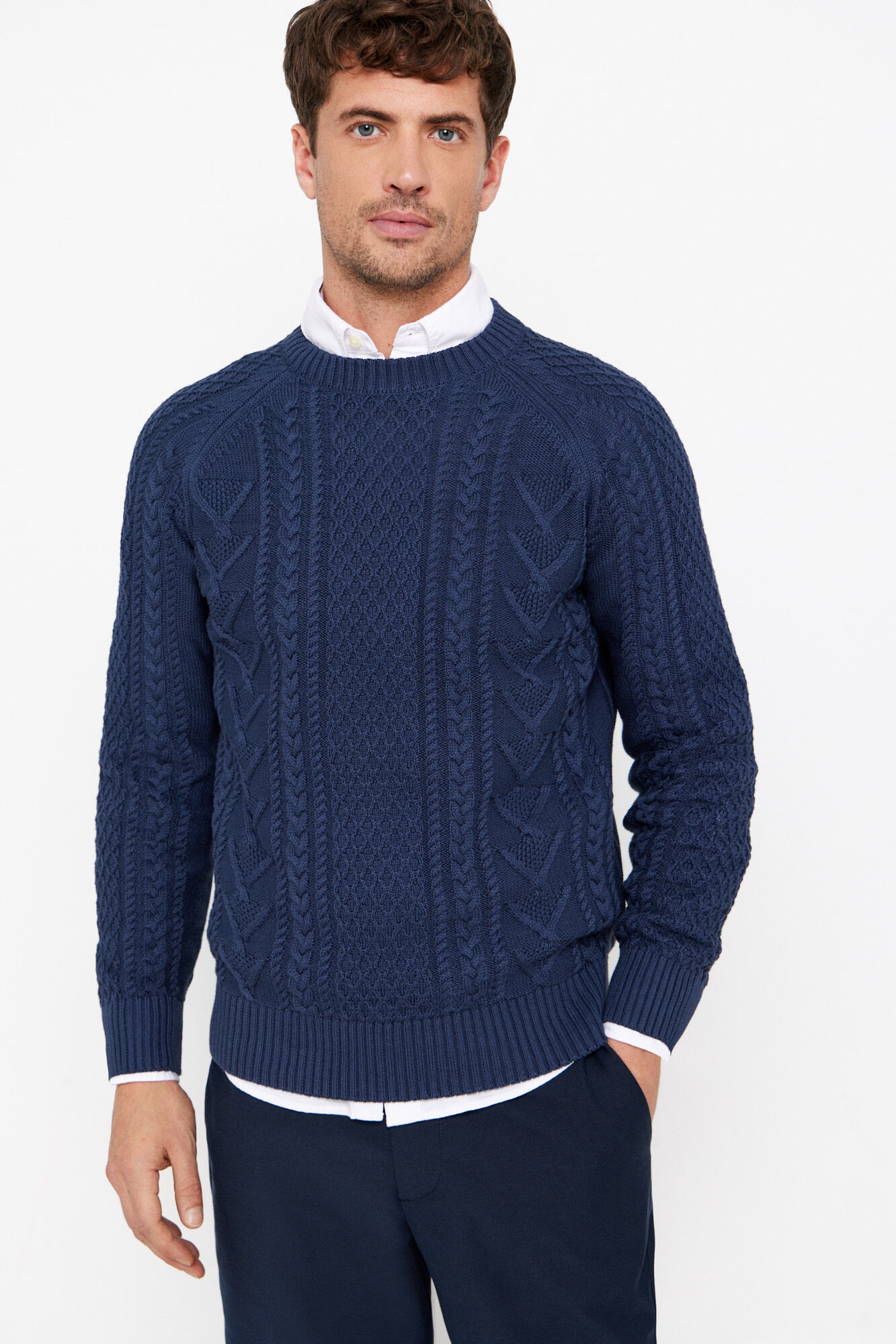 Jersey estructura cables cuello redondo Jers is y c rdigans de