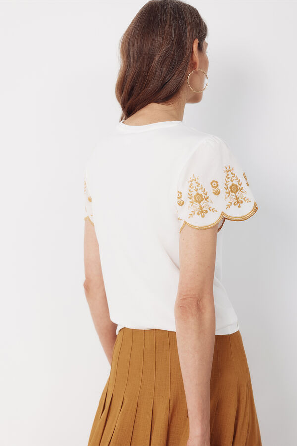 Cortefiel Manga com mangas bordado Branco