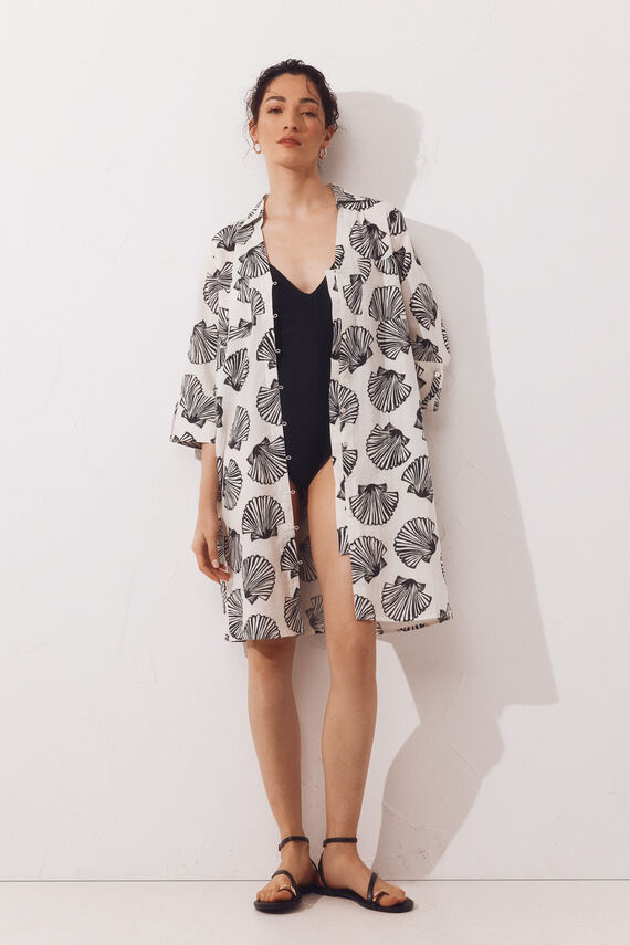 Caftán camisero algodón estampado