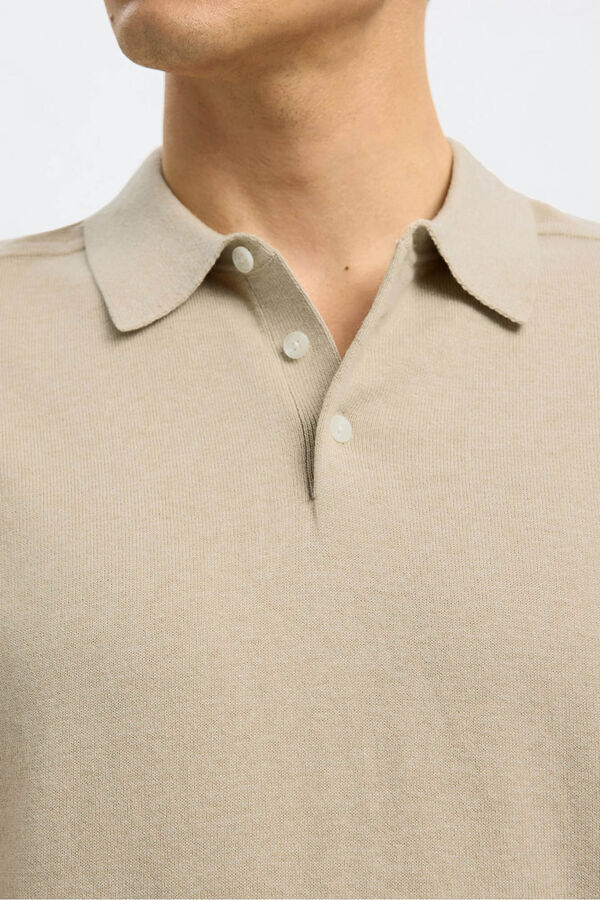 Selected Polo de malha de manga curta Tostado