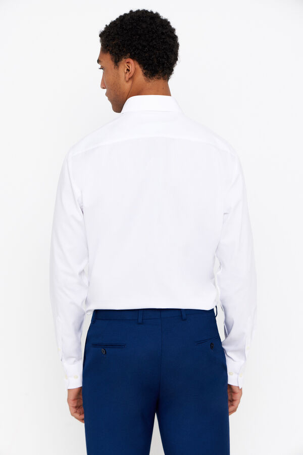 Cortefiel Plain easy-iron textured dress shirt White