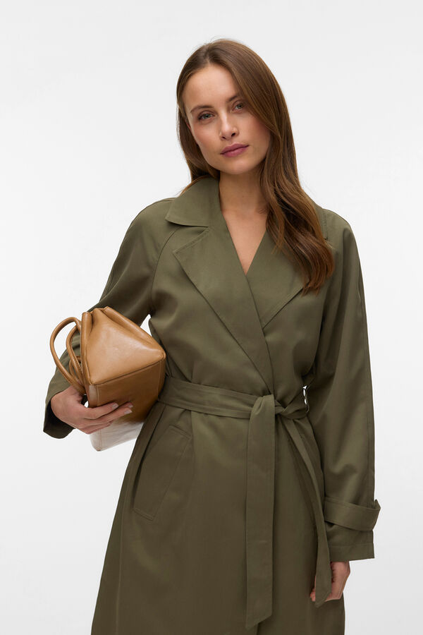 Vero Moda Gabardina midi de manga compridas Verde