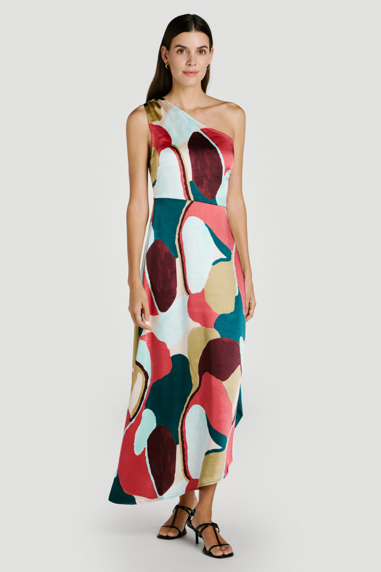 Vila Printed satin party dress
