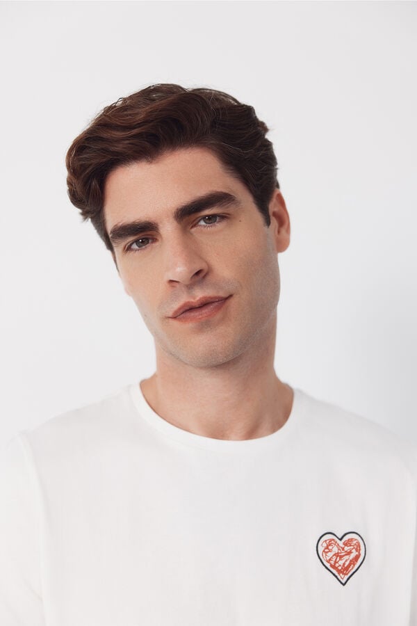 Cortefiel Little hearts t-shirt White