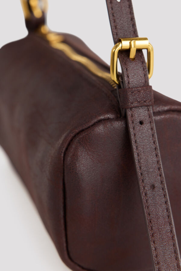 Cortefiel Shoulder barrel bag Dark brown